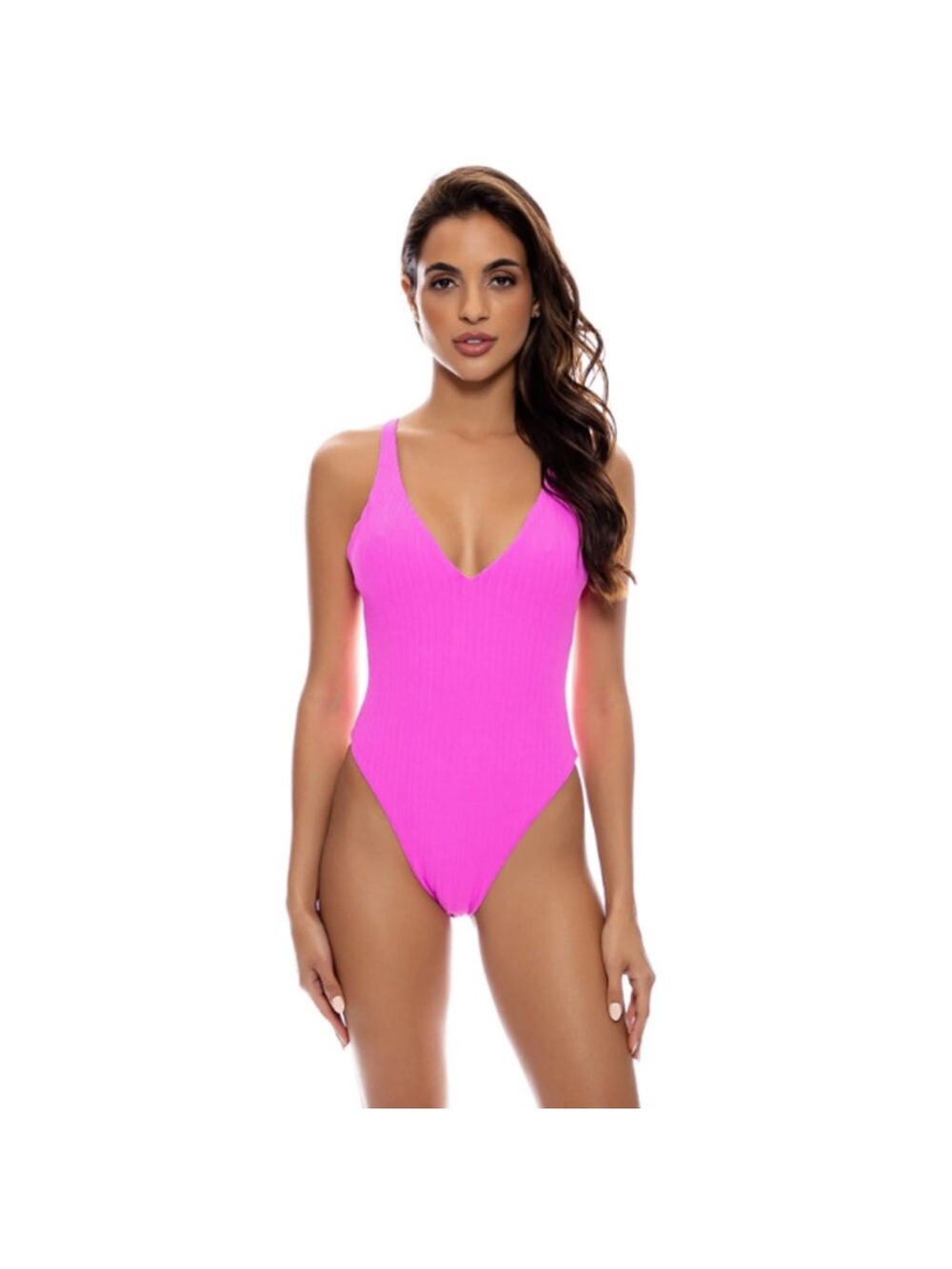 Neon Pink Strappy One-Piece Swimsuit luli fama brand. High quality. Only used 1 - Picture 2 of 5